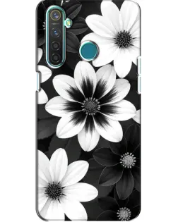 Чехол для Realme 5 Pro с картинкой «Монохромные астры»