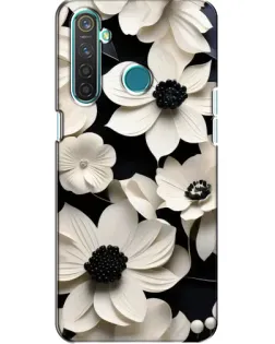 Чехол для Realme 5 Pro с картинкой «Объемные белые цветы»