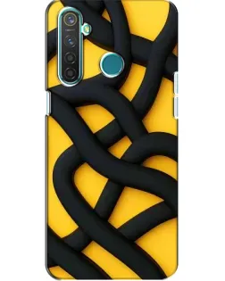 Чехол для Realme 5 Pro с картинкой «Черное желтое переплетение»