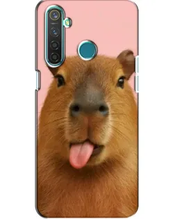 Чехол для Realme 5 Pro с картинкой «Капибара с языком»