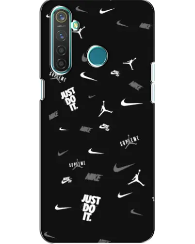 Чехол для Realme 5 с картинкой «Nike Black Pattern»