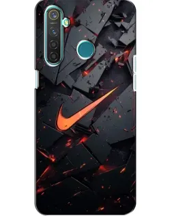 Чехол для Realme 5 с картинкой «Nike — эффект разломов»