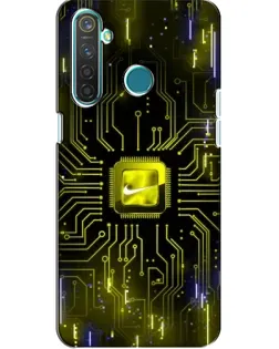 Чехол для Realme 5 с картинкой «Nike — золотая искра»