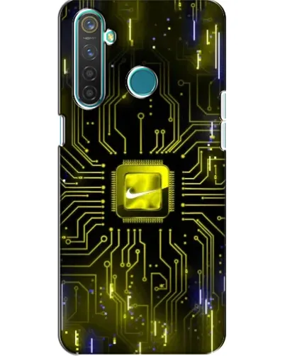 Чехол для Realme 5 с картинкой «Nike — золотая искра»
