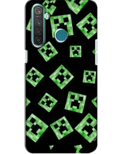 Чехол для Realme 5 с картинкой «Паттерн с криперами»