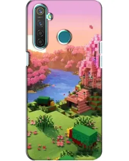 Чехол для Realme 5 с картинкой «Розовое дерево Minecraft»