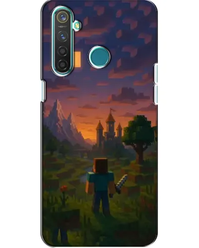Чехол для Realme 5 с картинкой «Стив у башни» Чехол для Realme 5 с картинкой «Стив у башни»