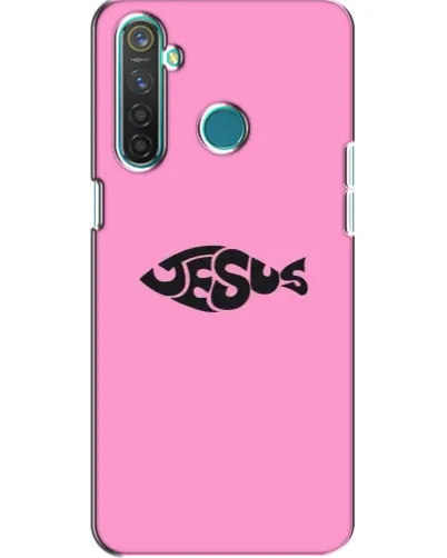 Чехол для Realme 5 с картинкой «Розовый символ  Jesus»