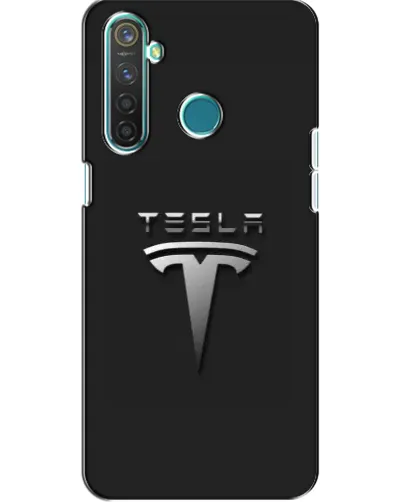 Чохол для Realme 5 з картинкою «Сталевий логотип Tesla»