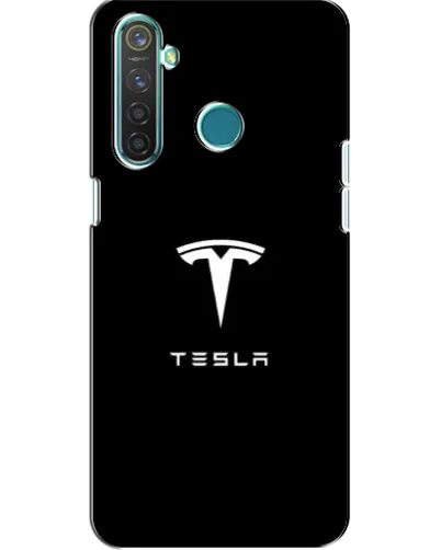Чохол для Realme 5 з картинкою «Tesla White Logo»