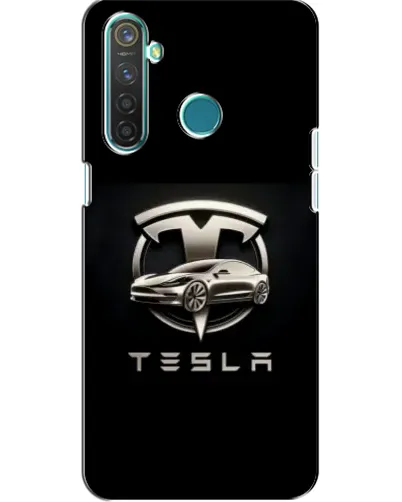 Чохол для Realme 5 з картинкою «Tesla — срібне авто»