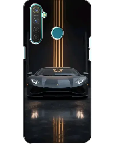 Чехол для Realme 5 с картинкой «Lamborghini золотые линии»