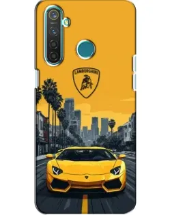 Чохол для Realme 5 з картинкою «Жовтий Lamborghini місто»