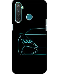 Чохол для Realme 5 з картинкою «Блакитний силует Lamborghini»