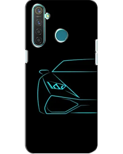 Чехол для Realme 5 с картинкой «Голубой силуэт Lamborghini»