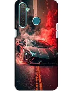 Чохол для Realme 5 з картинкою «Lamborghini червоний дим»