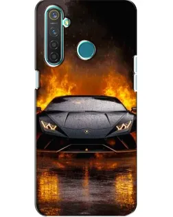 Чохол для Realme 5 з картинкою «Lamborghini у вогні»