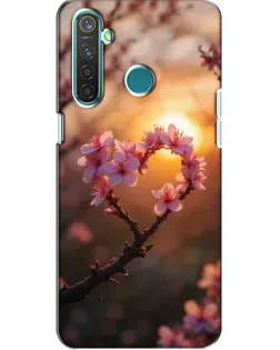 Чохол для Realme 5 з картинкою «Рожевий цвіт сердечко на тлі заходу» Чохол для Realme 5 з картинкою «Рожевий цвіт сердечко на тлі заходу»
