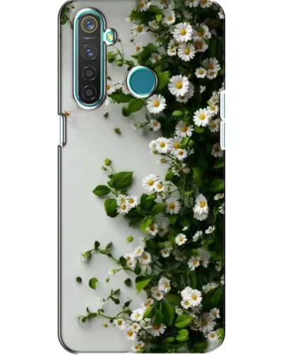 Чохол для Realme 5 з картинкою «Гілка дрібних білих квітів»
