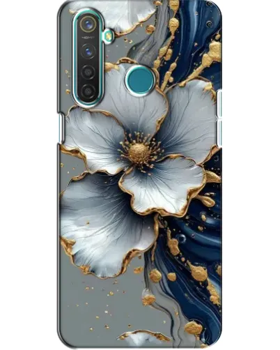 Чехол для Realme 5 с картинкой «Белый цветок и золотой флюид» Чехол для Realme 5 с картинкой «Белый цветок и золотой флюид»