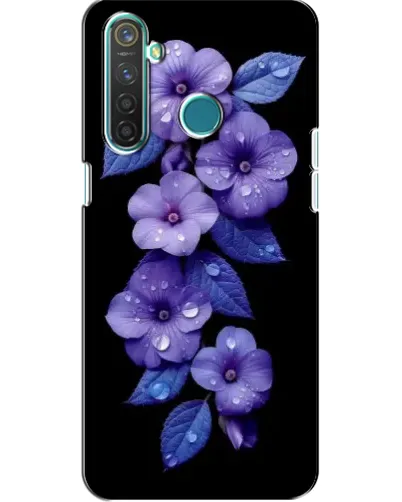 Чохол для Realme 5 з картинкою «Фіолетові квіти з росою»
