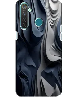 Чехол для Realme 5 с картинкой «Объемные синие складки»