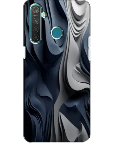 Чехол для Realme 5 с картинкой «Объемные синие складки»