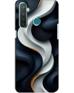 Чехол для Realme 5 с картинкой «Объемные черно-белые ленты»
