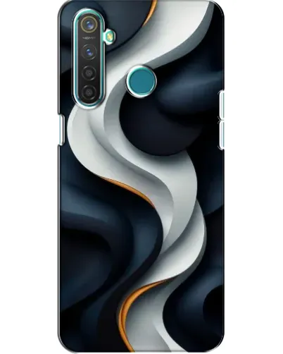 Чехол для Realme 5 с картинкой «Объемные черно-белые ленты»