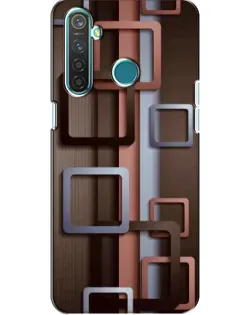 Чехол для Realme 5 с картинкой «Коричневые объемные квадраты»