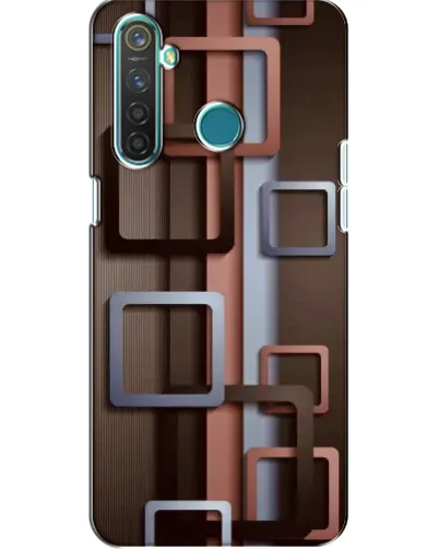 Чехол для Realme 5 с картинкой «Коричневые объемные квадраты»