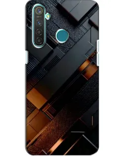 Чехол для Realme 5 с картинкой «Черные геометрические блоки»