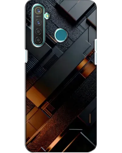 Чехол для Realme 5 с картинкой «Черные геометрические блоки»