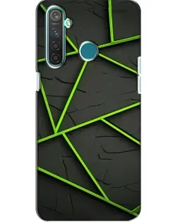 Чехол для Realme 5 с картинкой «Зеленые геометрические линии»