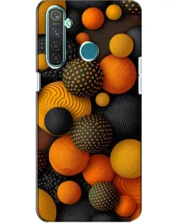 Чехол для Realme 5 с картинкой «Объемные оранжевые сферы»