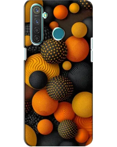 Чехол для Realme 5 с картинкой «Объемные оранжевые сферы»