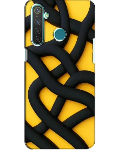 Чехол для Realme 5 с картинкой «Черное желтое переплетение»