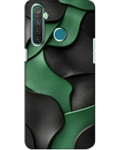 Чехол для Realme 5 с картинкой «Зеленые кожаные волны»