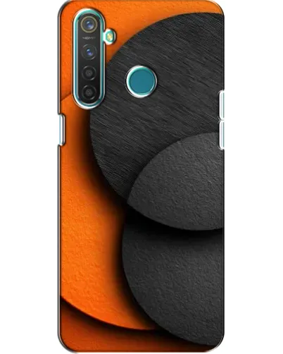 Чехол для Realme 5 с картинкой «Геометрия оранжевых кругов»