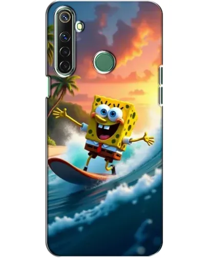 Чехол для Realme 6i с картинкой «Губка Боб серфингист»