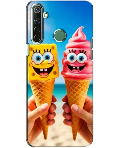 Чехол для Realme 6i с картинкой «Спанч Боб мороженое»