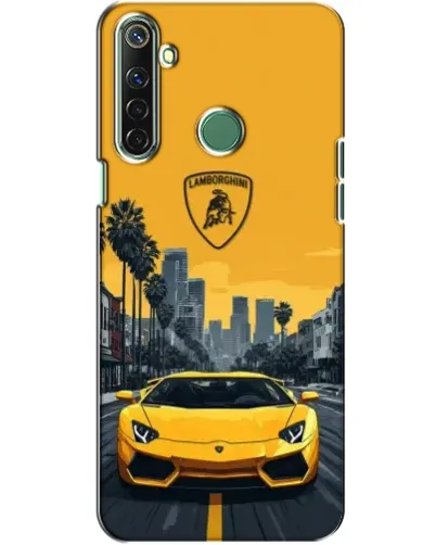 Чехол для Realme 6i с картинкой «Желтый Lamborghini город»