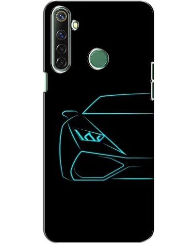 Чехол для Realme 6i с картинкой «Голубой силуэт Lamborghini»