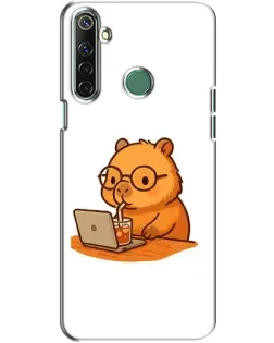 Чехол для Realme 6i с картинкой «Капибара с ноутбуком»