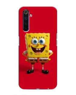 Чохол для Realme 6 Pro з картинкою «Спанч Боб на червоному»