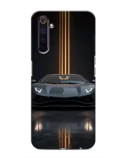 Чехол для Realme 6 Pro с картинкой «Lamborghini золотые линии»