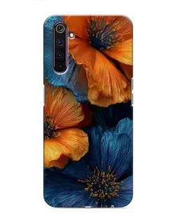 Чехол для Realme 6 Pro с картинкой «Яркая сине-оранжевая флора»