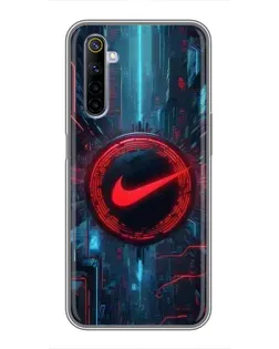 Чехол для Realme 6 с картинкой «Техногенный стиль Nike»