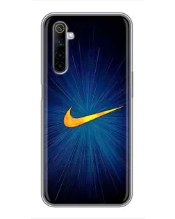 Чехол для Realme 6 с картинкой «Синий пульс Nike»