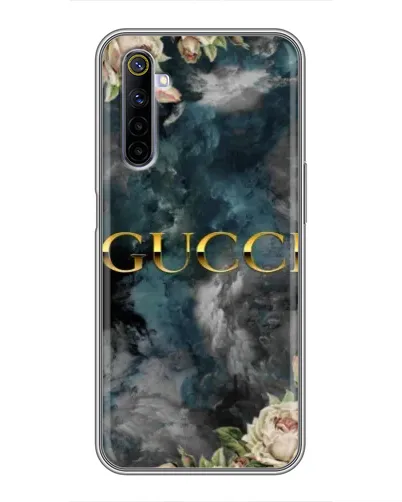 Чехол для Realme 6 с картинкой «Абстрактные цветы Gucci» Чехол для Realme 6 с картинкой «Абстрактные цветы Gucci»
